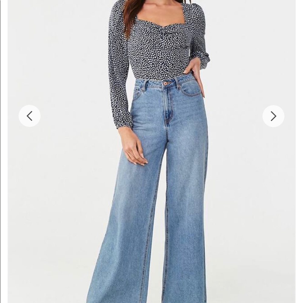 Cheetah polka dot navy white sweetheart top - Picture 4 of 4